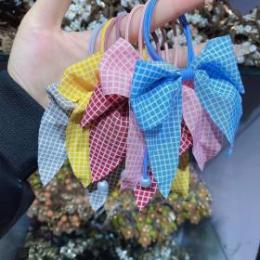 布艺蝴蝶结珍珠皮筋 韩版扎发皮筋 1元店货源批发