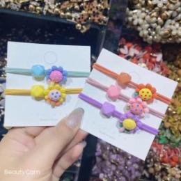 糖果色花朵菱形彩珠皮筋  花朵皮筋 韩版发圈发绳 1元店饰品