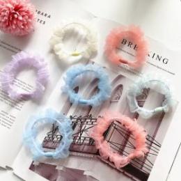 纯色蕾丝发圈 韩版时尚发圈发绳 一元店货源批发